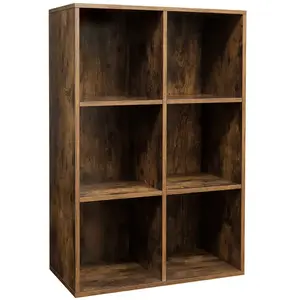 VASAGLE Bibliothèque, Étagère à 6 Compartiments, Meuble de Rangement Livres, Cloison Séparateur, Présentoir, pour Salon, Chambre, Bureau, Chambre d’Enfant, Marron Rustique LBC203BX pas cher