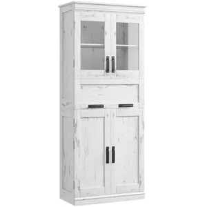 SALUTMEUBLE Colonne salle de bain - armoire salle de bain - Meuble salle de bain - H 170 cm - avec 1 tiroir et 4 porte - Blanc pas cher