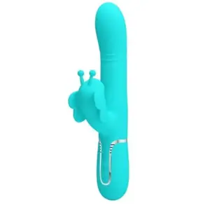 PRETTY LOVE - MULTIFUNCTION RABBIT VIBRATOR 4 IN 1 BUTTERFLY AQUA GREEN | VIBRATOR | VIBRATOR VOOR VROUW | SEKSSPEELTJES VOOR VROUW pas cher