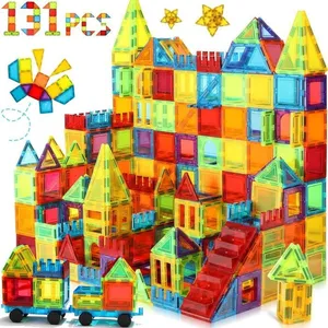 W WISE BLOCK Blocs de Construction Magnétiques 131 PCS avec 2 Voitures... pas cher