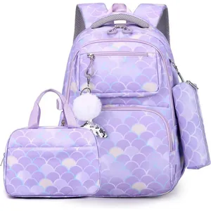 Cartable Fille Primaire 4 Pièces, Grand Sac a Dos College Fille Sacs S... pas cher
