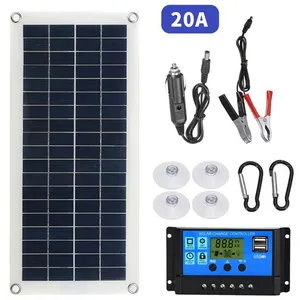 YSERMEN Kit de panneau solaire flexible portable 300 W 12/24 V avec in... pas cher