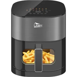 Uten Friteuse à Air Chaud 5.5L,Friteuse Sans Huile 2000W avec Écran Tactile,Double Résistance,Fenêtre Visible,14 Programmes pas cher