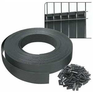 VOUNOT Kit de lamelles occultantes PVC brise vue 75m x 4.7cm avec 150 clips Gris pas cher