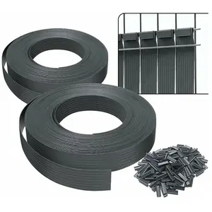 VOUNOT Kit de lamelles occultantes PVC brise vue 150m x 4.7cm avec 300 clips GrisVendu parcdiscount