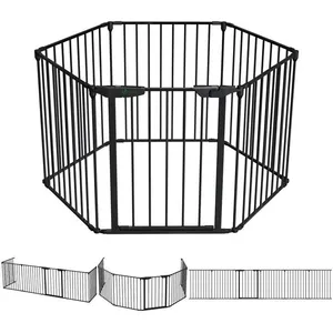 VOUNOT Barriere de securite cheminee pliable 3.75M 6 panneaux noir pas cher