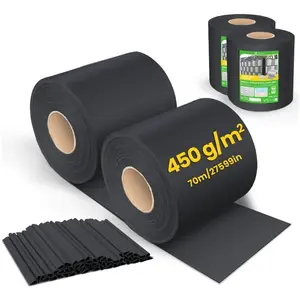 VOUNOT Brise vue occultant PVC 450g/m2 19cm x 140m Noir pas cher