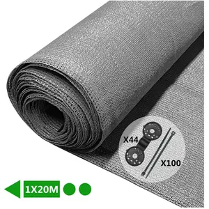 VOUNOT Brise vue occultant en HDPE 150g/m² 1x20m avec attaches de fixation gris pas cher