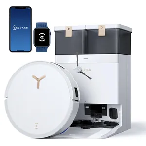 ECOVACS DEEBOT T50 MAX PRO OMNI Robot Aspirateur Laveur avec Station, 18 500 Pa, ZeroTangle 2.0, Nettoyage Profond des Tapis, Blanc