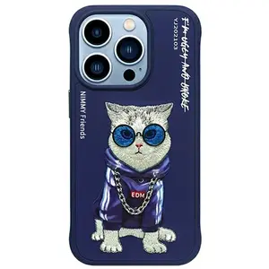 Audi Nimmy case iPhone 15 Pro 6.1" blue Glasses Cool Cat (Apple iPhone 15 Pro), Coque pour téléphone portable, Bleu pas cher