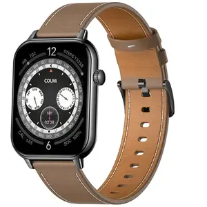 Colmi C28 Smartwatch Black + Brown Leather Strap, Montre connectée pas cher