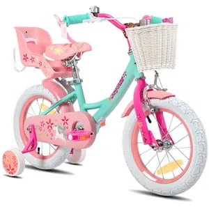 JOYSTAR Vélo denfant 12 pour enfants de 2 à 4 ansLivré avec des roues dentraînement un panier et un siège-jouet - Vert pas cher