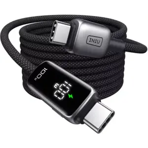 Câble de charge INIU vers USB-C 100W affichage digital noir pas cher