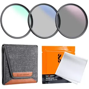 K&F Concept 77MM Keen Slim Blue Coated, MCUV+CPL+ND4 Filter Kit, With Cleaning clothes (77 mm, Filtre gris neutre, Filtre polarisant, Filtre UV), Filtre photo, Multicolore, Bleu pas cher