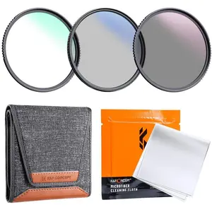 K&F Concept 49MM Keen Slim Blue Coated, MCUV+CPL+ND4 Filter Kit, With Cleaning clothes, Filtre photo, Bleu pas cher