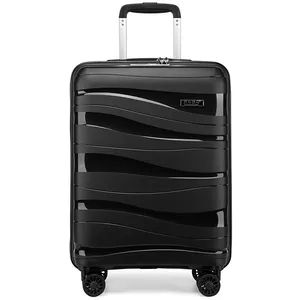 KONO Valise Cabine Grande 76x50x31cm Rigide Polypropylène Valise de Voyage à 4 roulettes et Serrure TSA, 100L, Noir pas cher