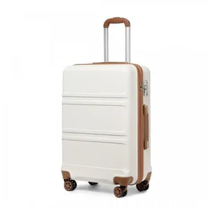 KONO Valise Cabine Grand Taille 74x48x30cm Valise Bagage a Main Rigide ABS Valise de Voyage à 4 roulettes et Serrure TSA, Crème pas cher
