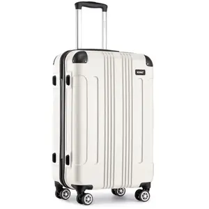 KONO Valise Trolley Grande Taille 75x47x29cm Rigide e Ultra Légère ABS Valise de Voyage à 4 roulettes Valises, Beige pas cher