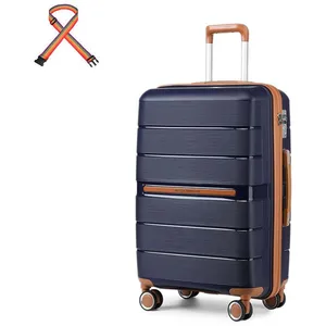 KONO Valise Moyenne 66x44x28.5cm Valise de Voyage Extensible Valise Rigide Trolley en Polypropylène à 4 roulettes et Serrure TSA, Marine pas cher