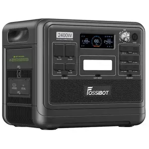 FOSSiBOT F2400 draagbare energiecentrale, 2048Wh/640000mAh LiFePO4 batterij, 2400W (4600W piek) zonnegenerator, Slimme app Energiebeheer,3xAC RV auto USB Type-C QC3.0 PD DC5521 zuivere sinusgolf volledige verkooppunten, 1,5 uur snel opladen - Zwart