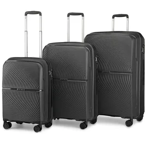 KONO Set de 3 Valises (55/67/76cm) Valise de Voyage Trolley Rigide en Polypropylène Ultra Légere à 4 roulettes avec Serrure TSA, Noir pas cher