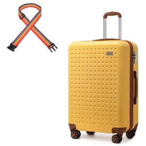 KONO Valise Cabine 55x38x24cm, Bagage Cabine en ABS Valise Rigide Trolley Légère 4 roulettes Valise de Voyage avec Serrure TSA,Jaune pas cher
