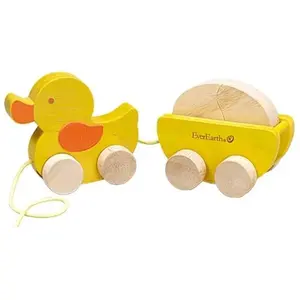 EverEarth® Jouet à trainer Canard et son Oeuf EverEarth - Jouets bois EE30937 pas cher