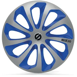 4 enjoliveurs argent/bleu sparco sicilia 15 pouces pas cher