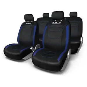 Jeu De Housses Complet Premium Sparco Noir Lisere Bleu Pvc+Polyest pas cher