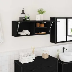 VIDAXL Meilleures Meuble de rangement suspendue  Armoire murale de bain noir 80x25x30cm - bois dingénierie SSD85226674 pas cher
