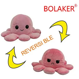 Poulpe en peluche réversible double face BOLAKER 10*20cm, Rose clair +... pas cher