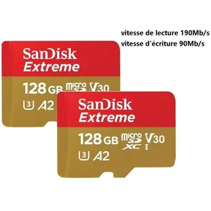 2PCS Carte Mémoire Micro SDXC TF carte SanDisk Extreme 128Go A2 lectur... pas cher