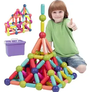 Jeu de Construction Magnétique, 57 Pièces Montessori Jeux Aimanté Enfant Jouet Petit Montessori Jouet Enfant