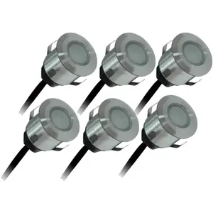 Arev - arlux lighting Lot 6 spots extérieur encastrables 4.5W, 3000K, 6x15lm, Ø35, Inox - patio pas cher