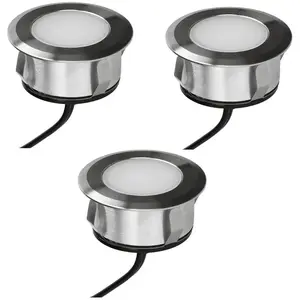 Lot 3 spots extérieur encastrables 3.8W, 3000K, 3x25lm, Ø69, Inox - patio - Arlux Lighting pas cher