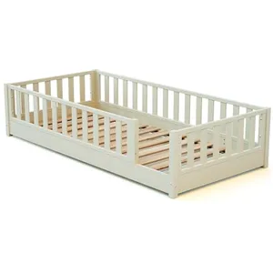JURABABY - Lit au sol enfant en bois SONHO - 90x190 Blanc - 90x190 pas cher