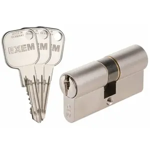 Exem - Cylindre 2 entrées F9 Laiton nickelé - Varié - 35 x 35 mm pas cher