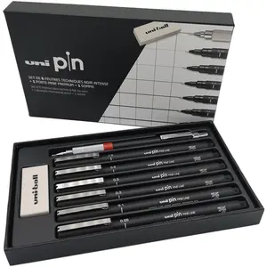 Coffret de 6 feutres Uni-Ball Pin avec 1 porte-mine et 1 gomme pas cher