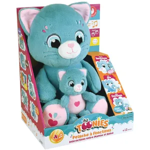 Peluche douce - JEMINI - TOONIES - Maman Chat intéractive et son bébé ... pas cher