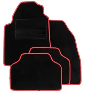 DBS Tapis de Voiture ganse nubuck rouge - Universel - Antidérapant - 4 Pièces : Avant + Arrière - Tapis de sol Auto - Haute Qualité pas cher