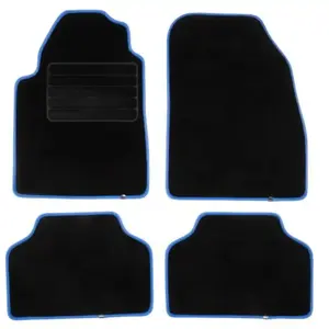 DBS Tapis de Voiture ganse nubuck bleu - Universel - Antidérapant - 4 Pièces : Avant + Arrière - Tapis de sol Auto - Haute Qualité pas cher