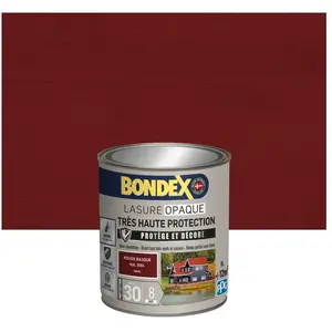 BONDEX - Lasure Opaque Indice 30 - Rouge basque Ral 3004 - Satin - 1LVendu parcdiscount