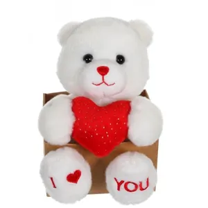 Gipsy Toys - Les P'tits Lovers - Ours - 14 cm - Blanc & Rouge pas cher
