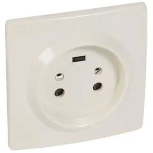 Legrand - Socle 2P+T à vis avec éclips de protection dimensions 95x95mm 055452 pas cher