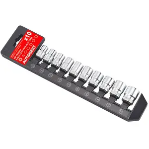 Jeu de douilles - AUTOBEST - 10 pièces - Multi-empreintes - Carré 3/8 - Chrome-Vanadium pas cher