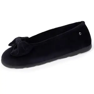 Isotoner - Chaussons ballerines Femme Noeud semelle confort Noir pas cher