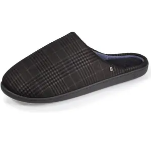 Isotoner Chaussons mules Homme Noir tartan