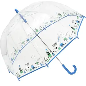 Isotoner - Parapluie Enfant transparent PVC/Monstre bleu pas cher