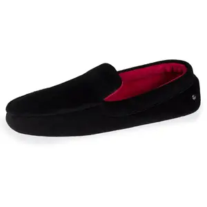 Isotoner Chaussons mocassins Homme brodé Noir