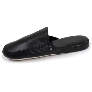 Isotoner Chausson mules cuir Homme Noir pas cher